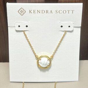 Kendra Scott Volleyball Gold and White Short Pendant